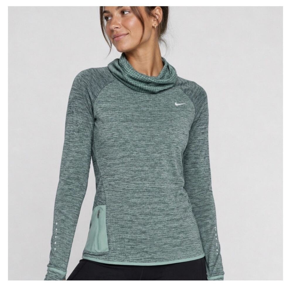 Nike Therma Sphere Element Women’s L Green Running Base Layer Cowl Neck Dri-FIT
